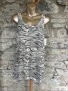 LOFT Black and White Zebra Print Tank Top
